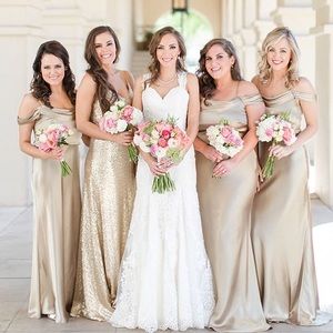 JENNY YOO Satin bridesmaid gown Sabine BHLDN Latte